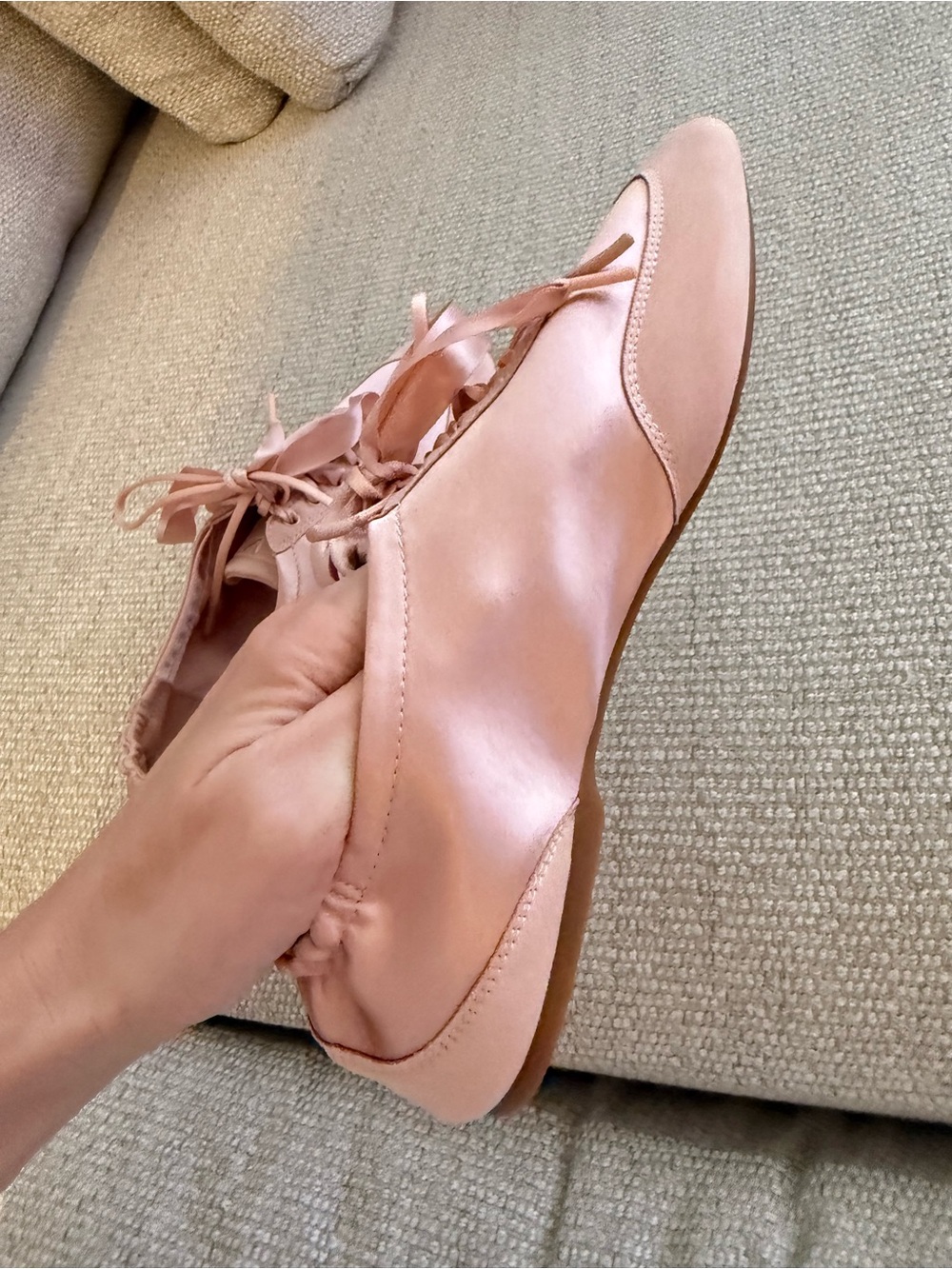 VIVA Blush Satin Ribbon Lace-Up Flats